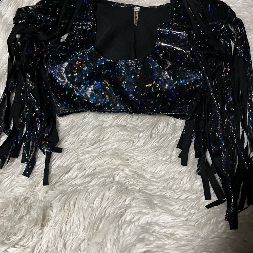 Roma Black shimmer rave top